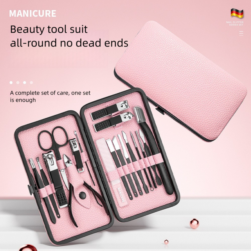 Mens Grooming Kit Case - 18pcs Set Manikur Pedikur, Perlengkapan Perawatan