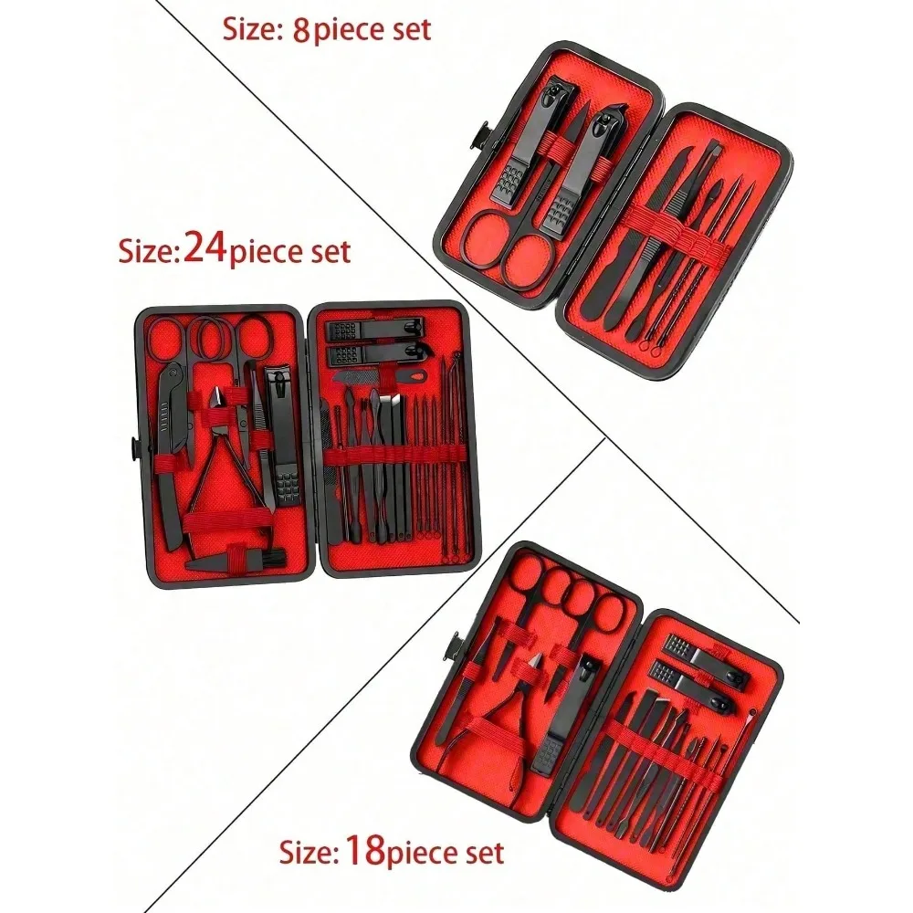 8/24pcs Set Manikur & Pedikur  - Mens Grooming Kit Case ulasan dan harga
